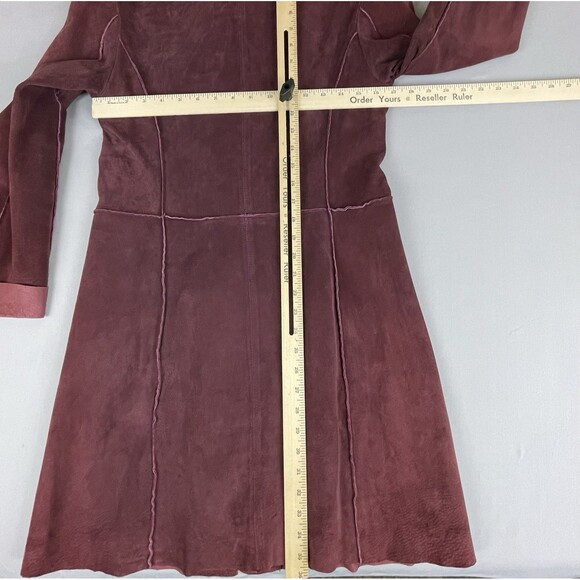 VTG Anonymous John Carlisle Suede Coat Women’s Sm Burgundy Button Up Jacket Y2K - Picture 10 of 16